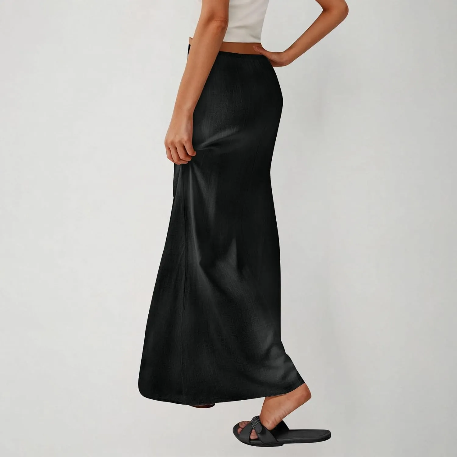 Maxi Skirts for Women Summer Design Cotton Linen Long Skirts Boho Casual Flowy Skirts Drawstring Waist A Line Skirts
