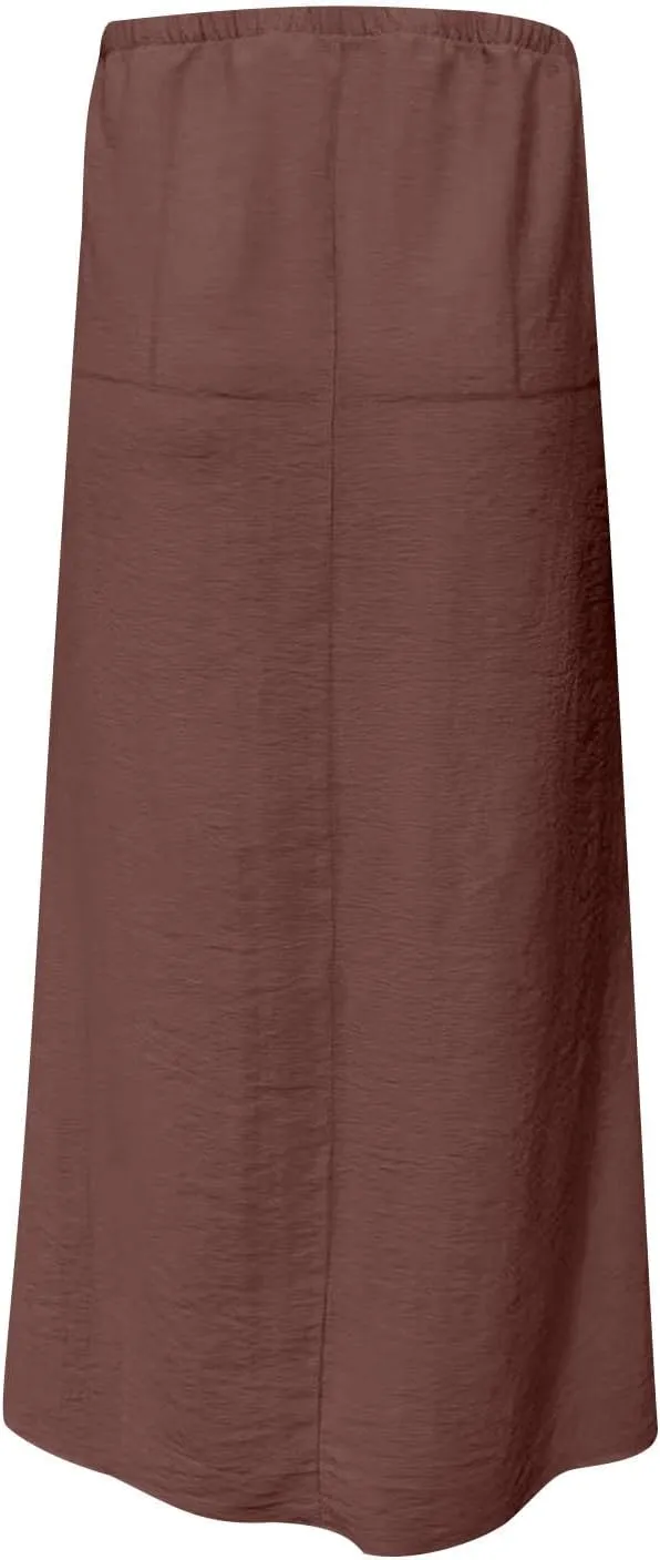 Maxi Skirts for Women Summer Design Cotton Linen Long Skirts Boho Casual Flowy Skirts Drawstring Waist A Line Skirts