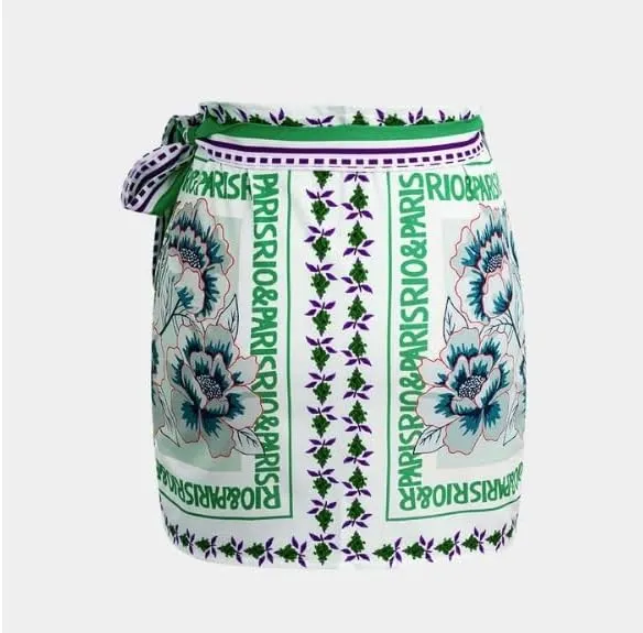 Melliflo Women's Floral Print Wrap Short Skirt 2025 Summer Knot Side High Waist A Line Beach Mini Skirt