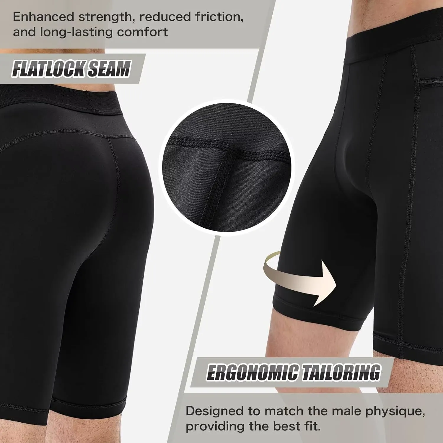 Mens Athletic Compression Shorts with Zip Phone Pocket Cool Running Compression Underwear Basketball Spandex Shorts