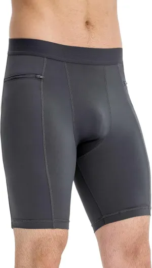 Mens Athletic Compression Shorts with Zip Phone Pocket Cool Running Compression Underwear Basketball Spandex Shorts