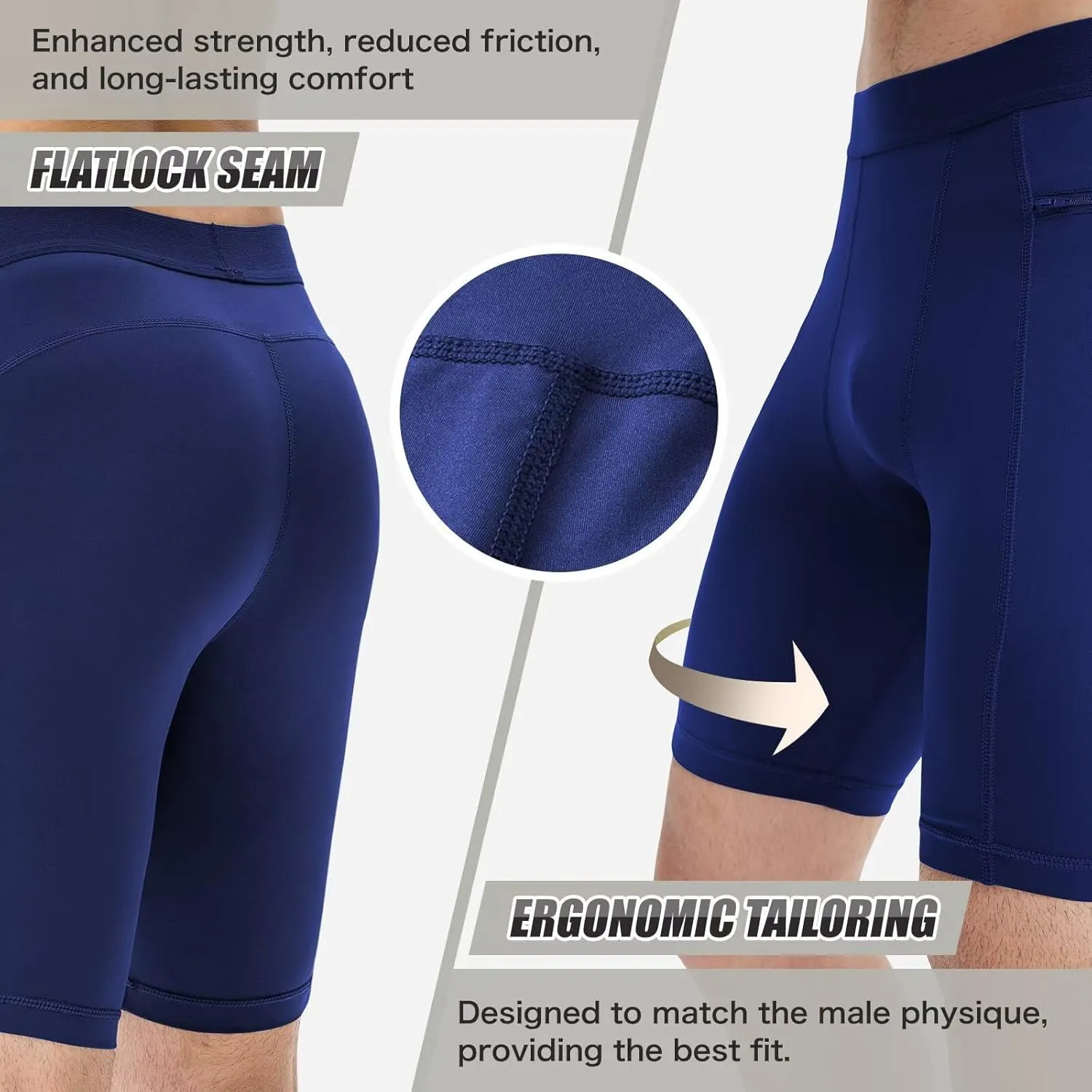 Mens Athletic Compression Shorts with Zip Phone Pocket Cool Running Compression Underwear Basketball Spandex Shorts