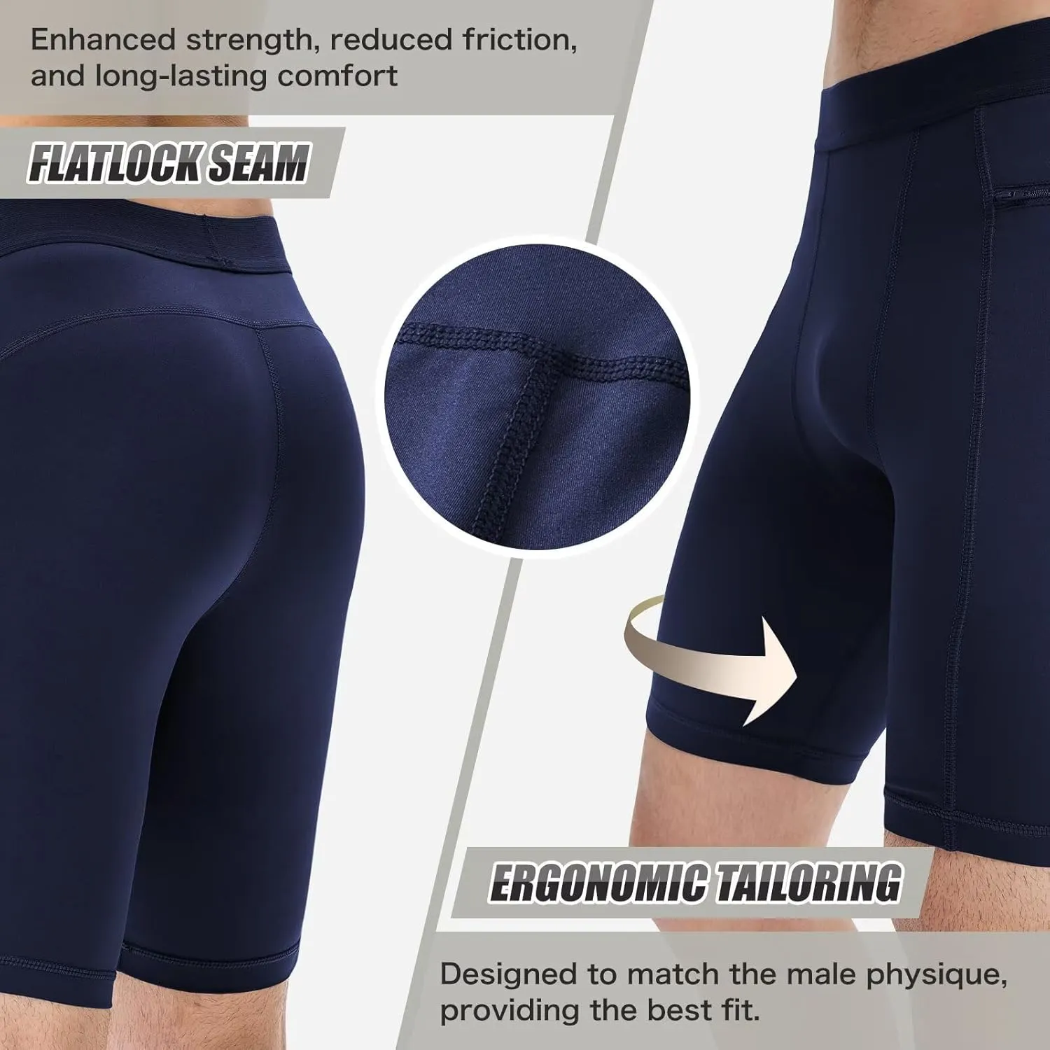 Mens Athletic Compression Shorts with Zip Phone Pocket Cool Running Compression Underwear Basketball Spandex Shorts