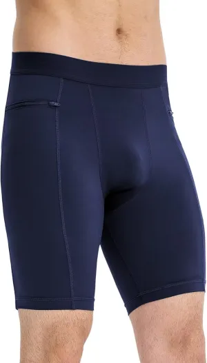 Mens Athletic Compression Shorts with Zip Phone Pocket Cool Running Compression Underwear Basketball Spandex Shorts