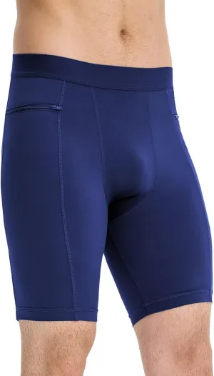 Mens Athletic Compression Shorts with Zip Phone Pocket Cool Running Compression Underwear Basketball Spandex Shorts