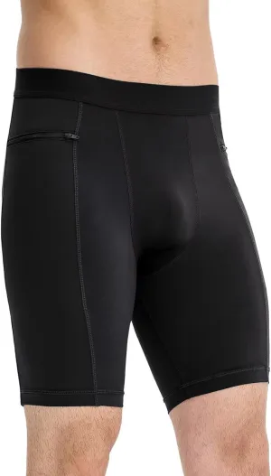 Mens Athletic Compression Shorts with Zip Phone Pocket Cool Running Compression Underwear Basketball Spandex Shorts
