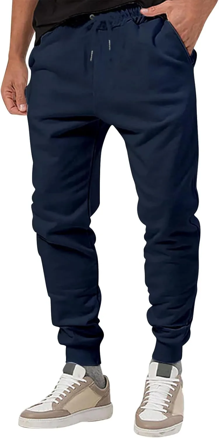 Men's Athletic Hiking Pants Lightweight Quick Dry Drawstring Joggers Running Workout Active Track Pants with Pockets