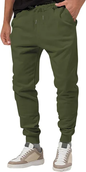 Men's Athletic Hiking Pants Lightweight Quick Dry Drawstring Joggers Running Workout Active Track Pants with Pockets