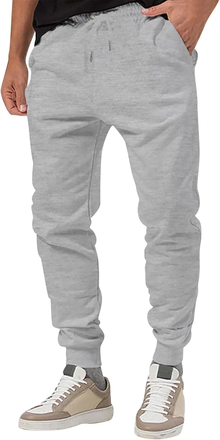 Men's Athletic Hiking Pants Lightweight Quick Dry Drawstring Joggers Running Workout Active Track Pants with Pockets