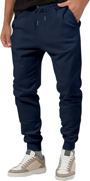 Men's Athletic Hiking Pants Lightweight Quick Dry Drawstring Joggers Running Workout Active Track Pants with Pockets