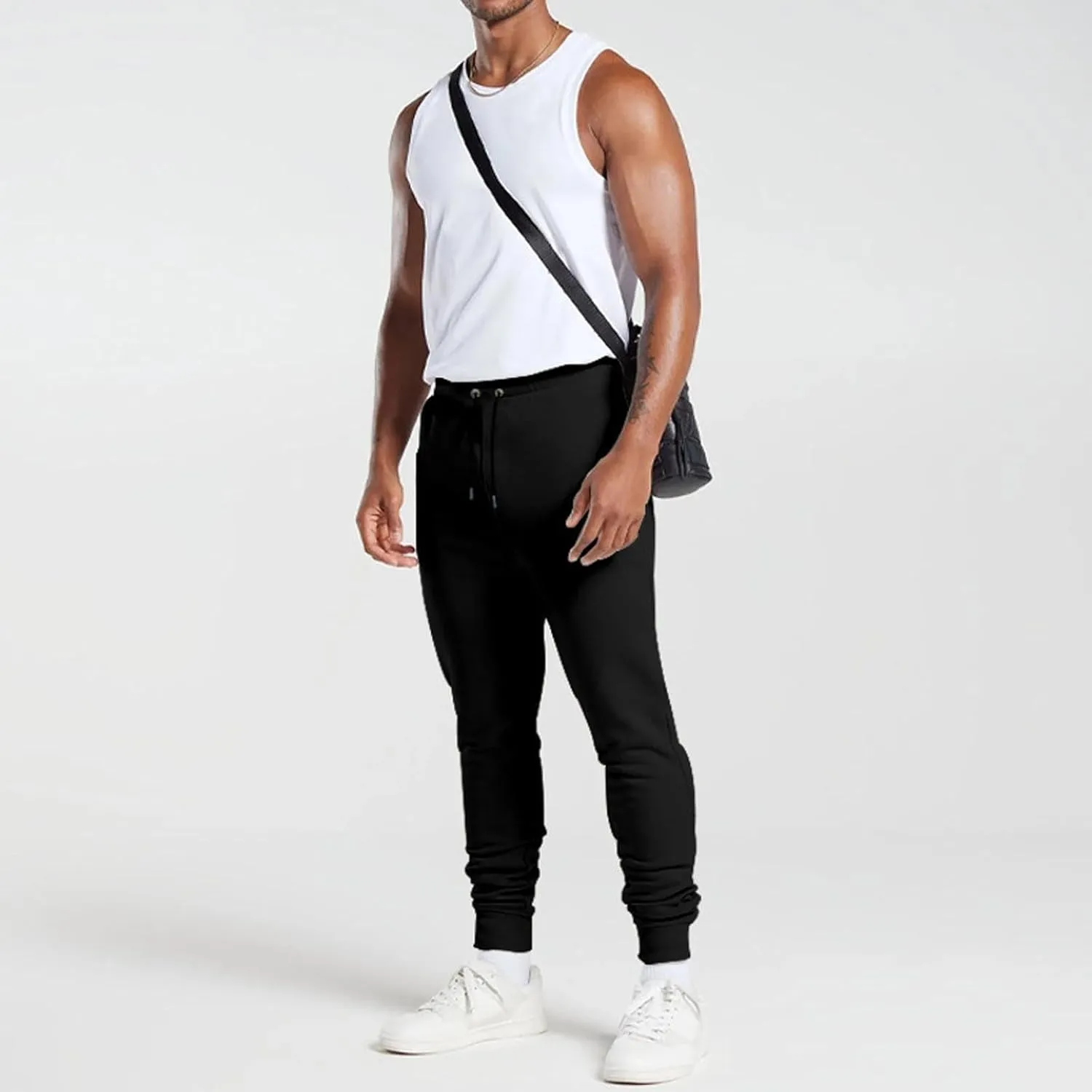 Men's Athletic Hiking Pants Lightweight Quick Dry Drawstring Joggers Running Workout Active Track Pants with Pockets