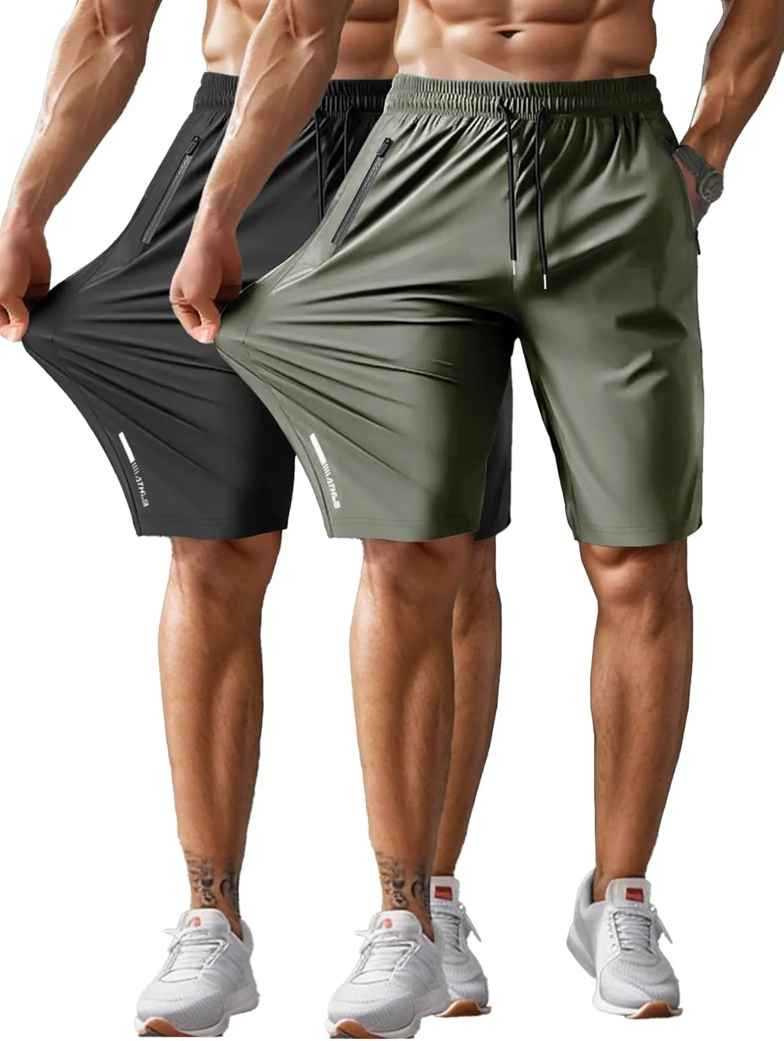 Men's Athletic Shorts Lightweight Sport,Gym,WorkoutRunning Jogging Shorts Quick Dry with Zipper Pockets