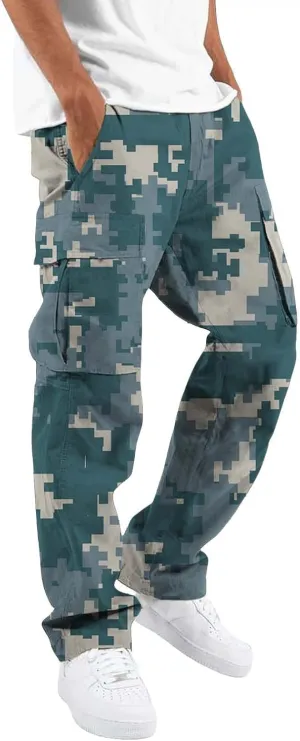 Men's Athletic Sweatpants Pocket Solid Color Pants Men's Overalls Drawstring Pants Jogger Running Straight Leg Pants