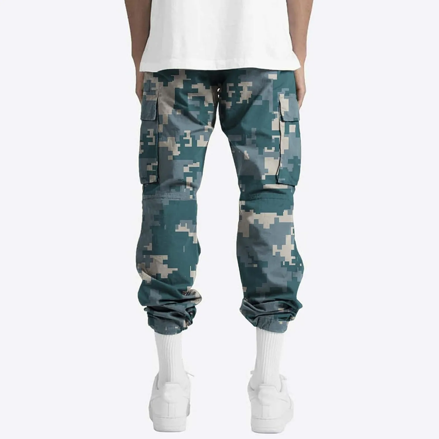 Men's Athletic Sweatpants Pocket Solid Color Pants Men's Overalls Drawstring Pants Jogger Running Straight Leg Pants