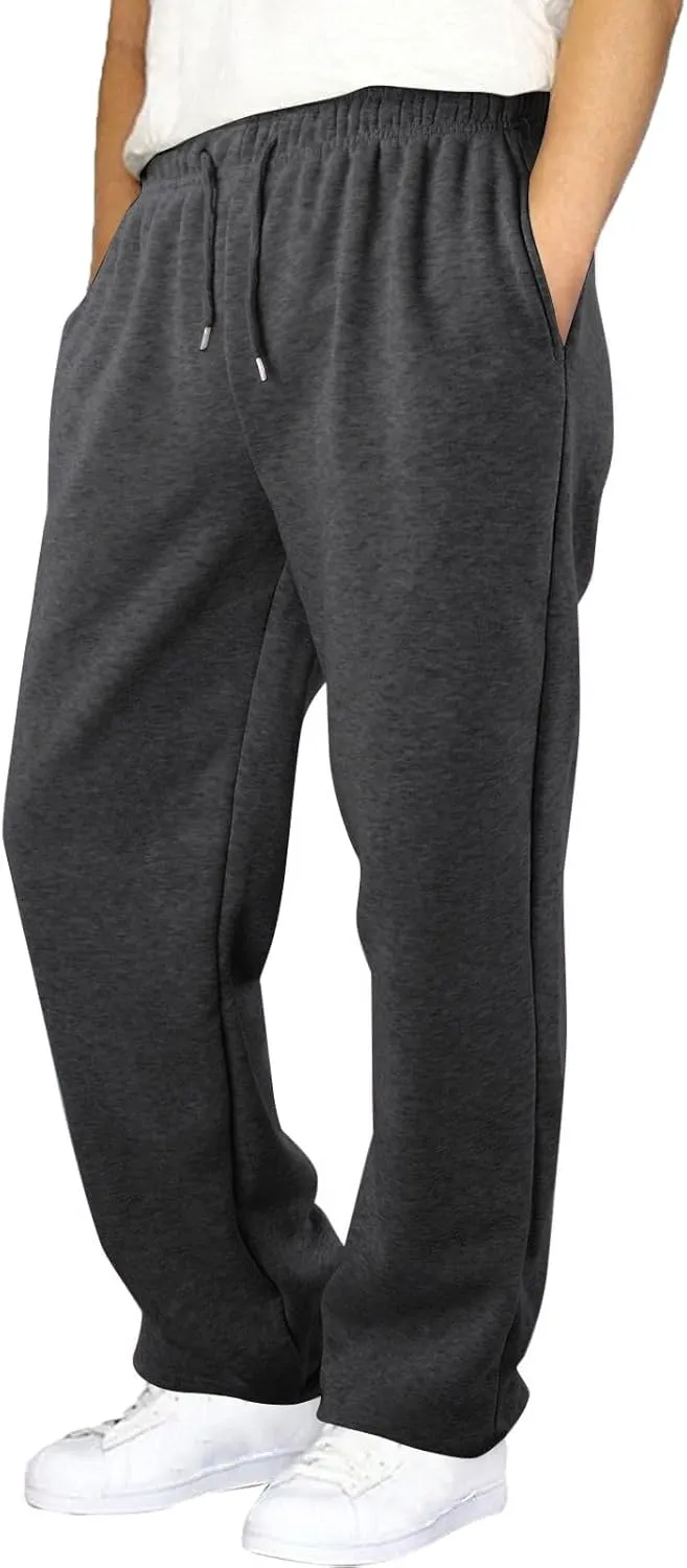 Men's Baggy Fleece Sweatpants Casual Drawstring Tapered Joggers Athletic Sweat Pants Workout Running with Pockets