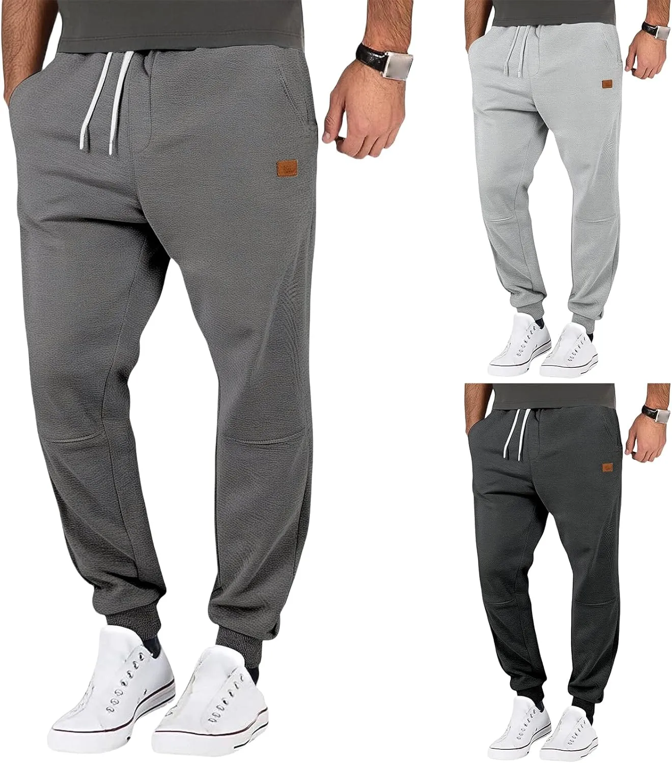 Mens Casual Athletic Sweatpants Drawstring Elastic Waist Solid Tapered Pants Outdoor Active Workout Jogger Track Pant