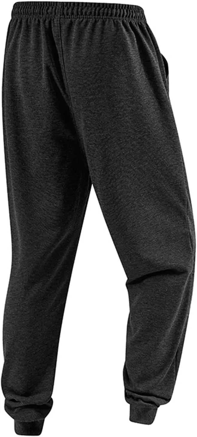 Mens Casual Athletic Sweatpants Drawstring Elastic Waist Solid Tapered Pants Outdoor Active Workout Jogger Track Pant
