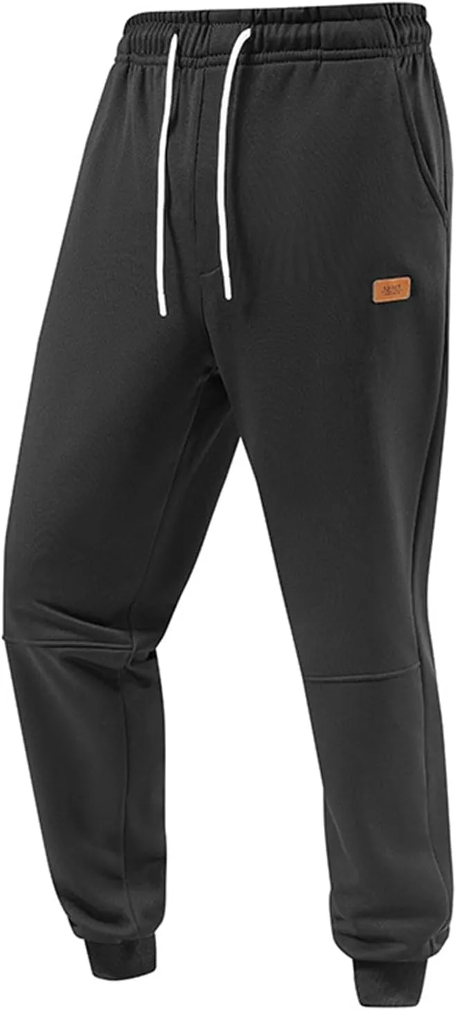 Mens Casual Athletic Sweatpants Drawstring Elastic Waist Solid Tapered Pants Outdoor Active Workout Jogger Track Pant