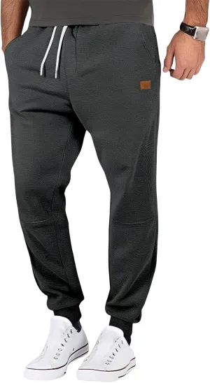 Mens Casual Athletic Sweatpants Drawstring Elastic Waist Solid Tapered Pants Outdoor Active Workout Jogger Track Pant
