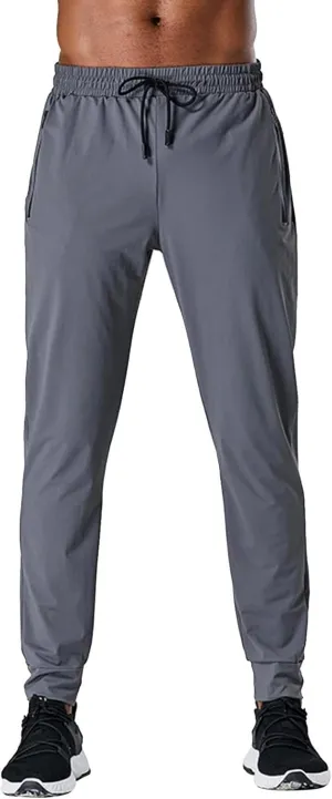 Mens Casual Joggers Pants Hiking Drawstring Athletic Running Workout Active Straight Leg Track Cargo Sweatpants