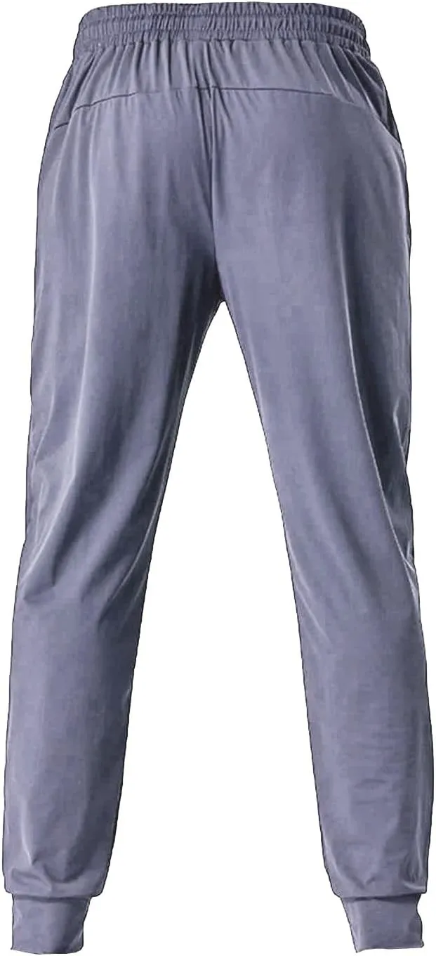Mens Casual Joggers Pants Hiking Drawstring Athletic Running Workout Active Straight Leg Track Cargo Sweatpants