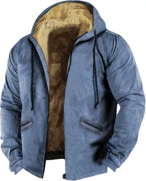 Mens Coats Long Sleeve Plus Size Hoodies Casual Padded Fashion Thickened Zip Up Trendy Jackets