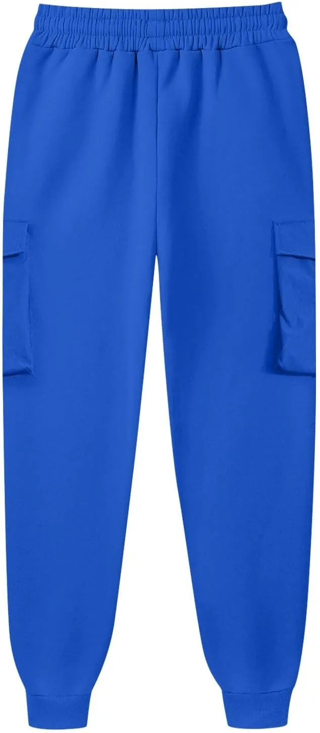 Men's Drawstring Cargo Sweatpants Open Bottom Fleece Athletic Hiking Jogger Cargo Sweatpants for Men with Pockets