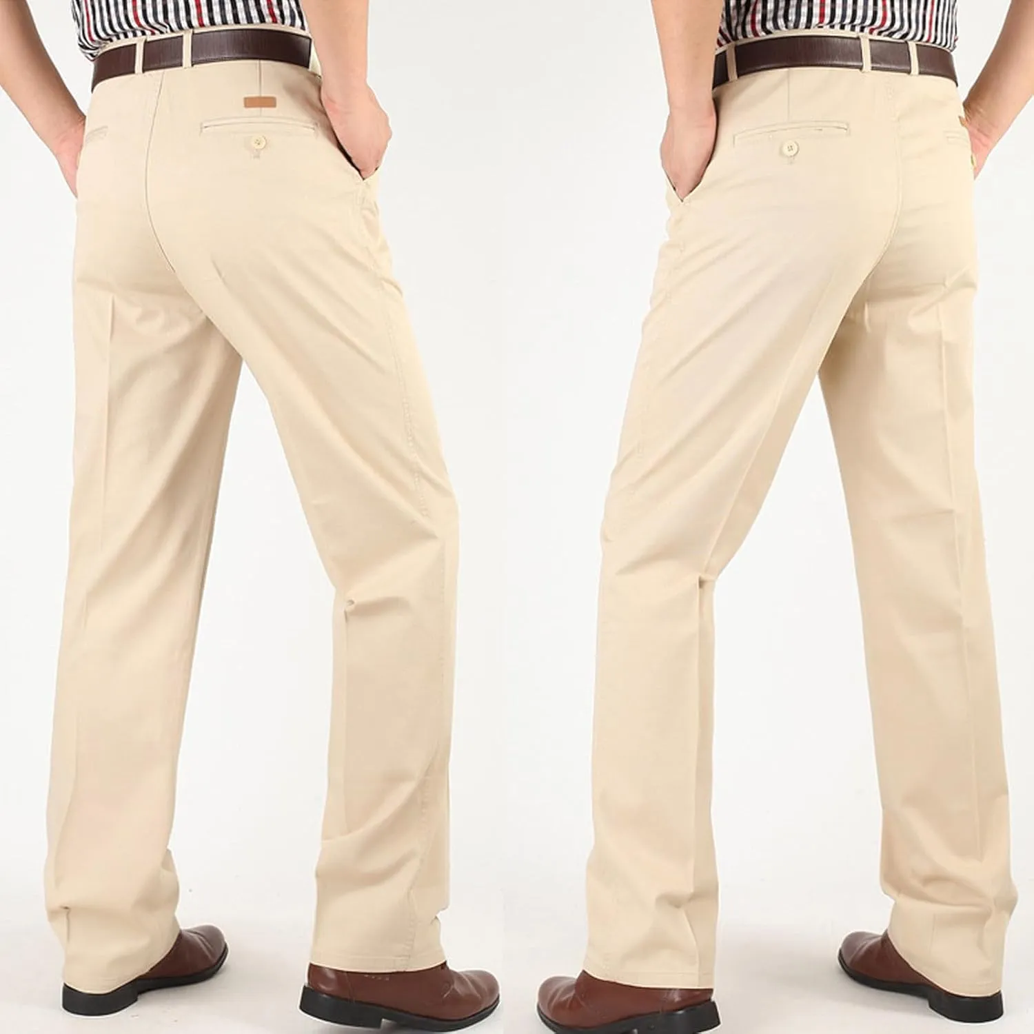 Men's Dress Pants Business Pant Pleated Front Trousers Straight-Leg Classic-fit Essential Pants Dressy Relaxed Trouser