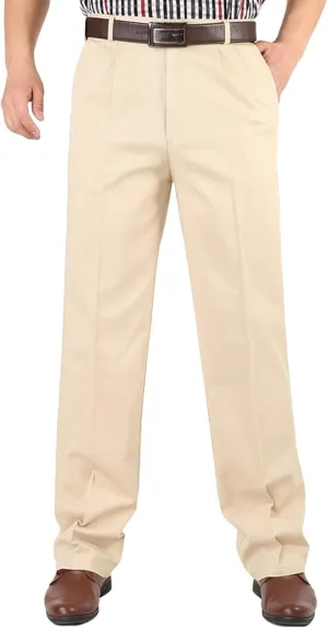 Men's Dress Pants Business Pant Pleated Front Trousers Straight-Leg Classic-fit Essential Pants Dressy Relaxed Trouser