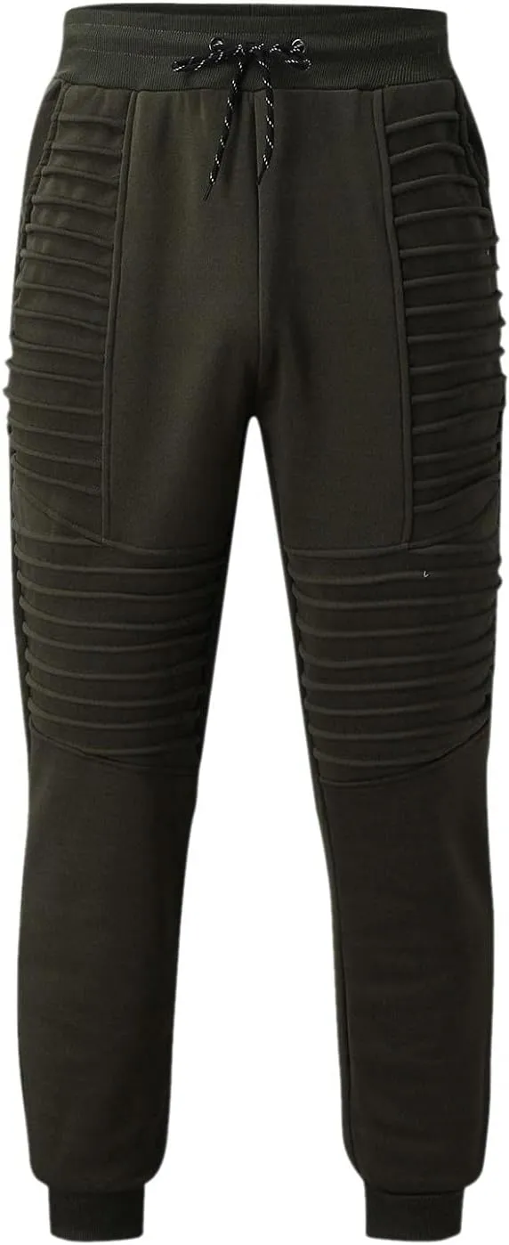 Mens Fashion Stretch Pleated Twill Jogger Sweatpants Big and Tall Lightweight Athletic Tapered Jogger Running Pants