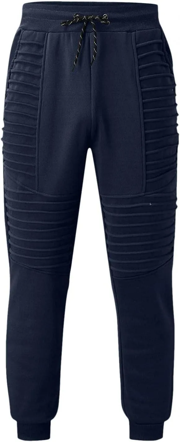 Mens Fashion Stretch Pleated Twill Jogger Sweatpants Big and Tall Lightweight Athletic Tapered Jogger Running Pants