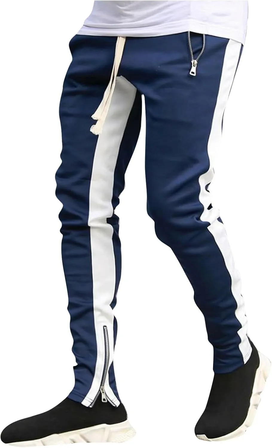 Mens Fleece Cargo Sweatpants Heavyweight Elastic Waist Tapered Pants with Pockets Baggy Drawstring Athletic Jogger