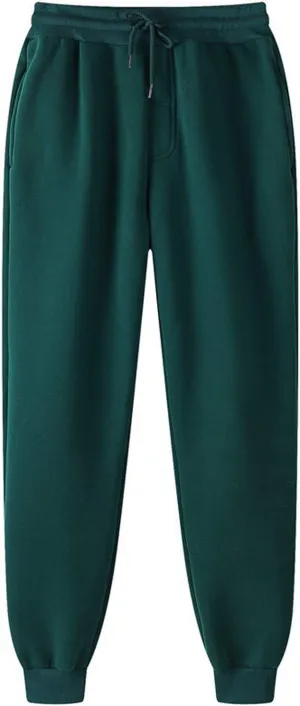 Men's Fleece Workout Sweatpants Drawstring Tapered Running Lounge Jogger Pants with Pockets Relaxed Athletic Pants