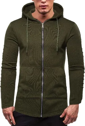 Men's Full Zip Hoodies Casual Camouflage Sports Sweatshirt Long Sleeve Zipper Hooded Jacket Coat