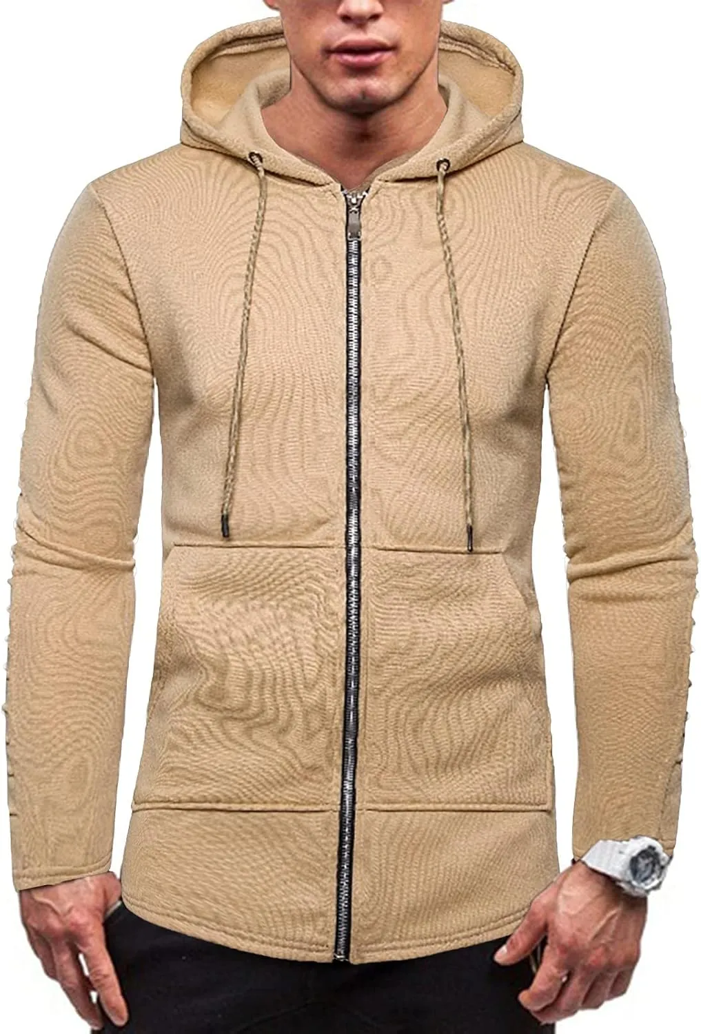 Men's Full Zip Hoodies Casual Camouflage Sports Sweatshirt Long Sleeve Zipper Hooded Jacket Coat