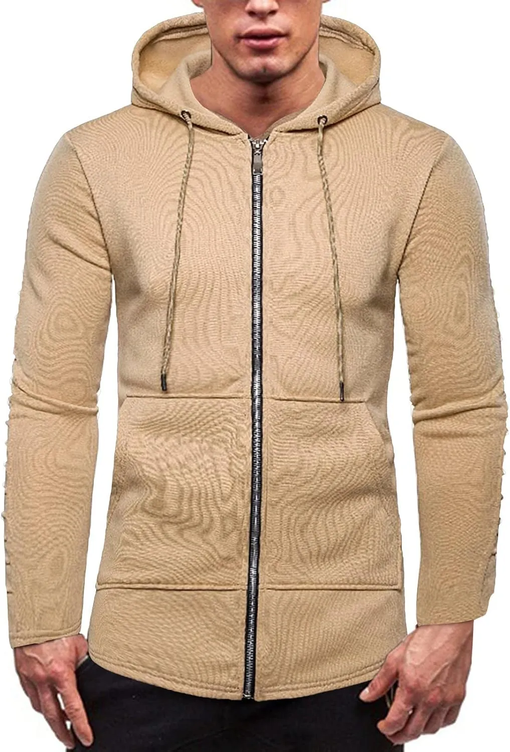 Men's Full Zip Hoodies Casual Camouflage Sports Sweatshirt Long Sleeve Zipper Hooded Jacket Coat