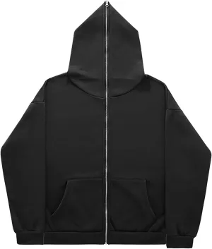 Men's Full Zip Sweatshirt with Hood Athletic Workout Long Sleeve Casual Hoodies Solid Color Sports Running Activewear