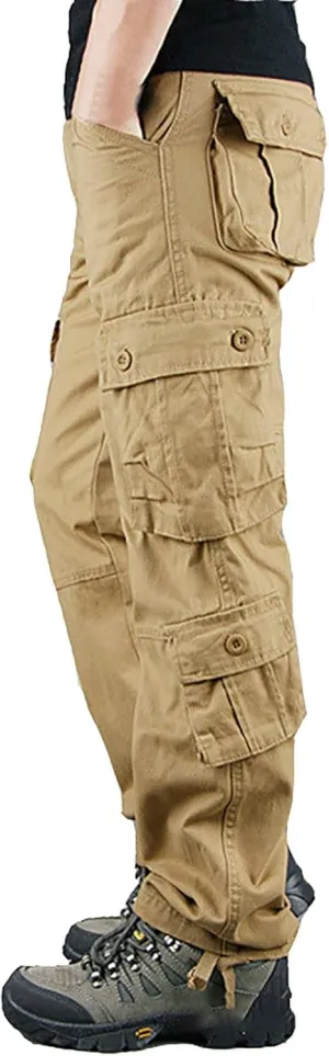 Men's Joggers Sweatpants Pants Men's Elastic Multi Pocket Pants Outdoor Straight Tube Active Running Jogger Pants