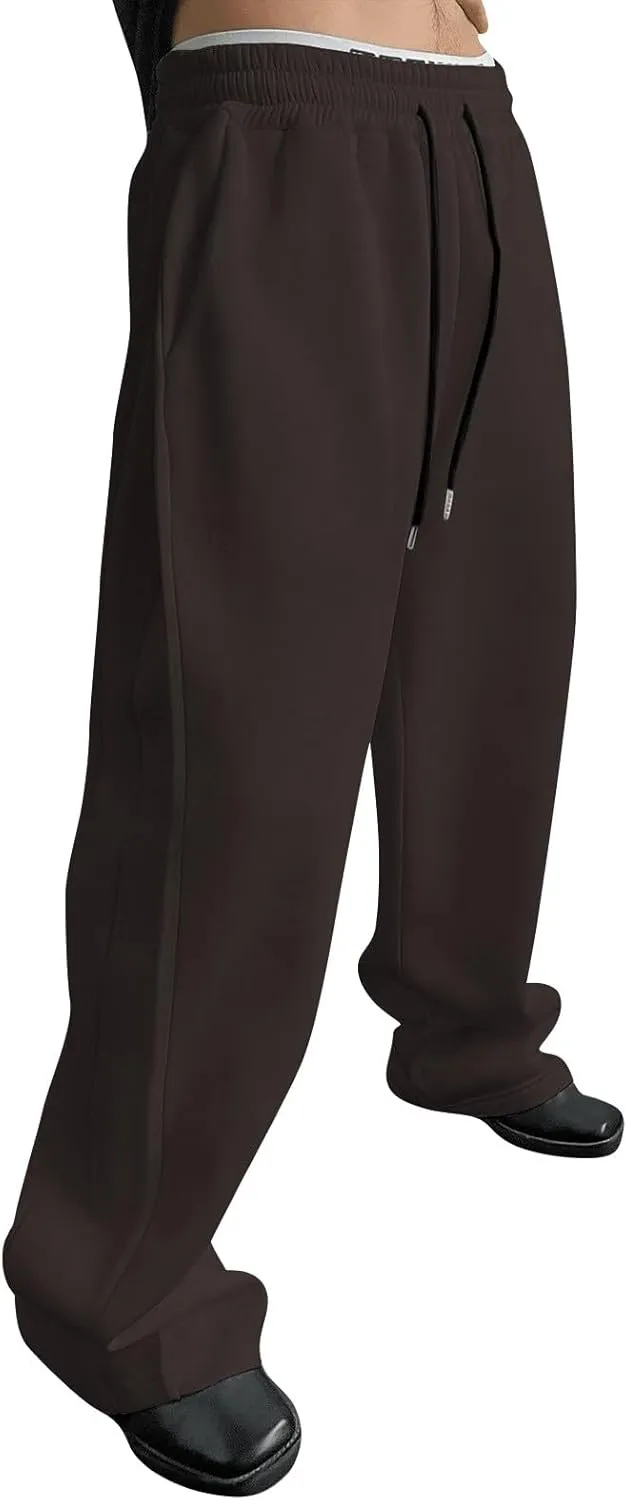 Mens Jogging Casual Baggy Cargo Sweatpants Drawstring Open Bottom Sweat Pants Straight Leg Athletic Sport Jogger
