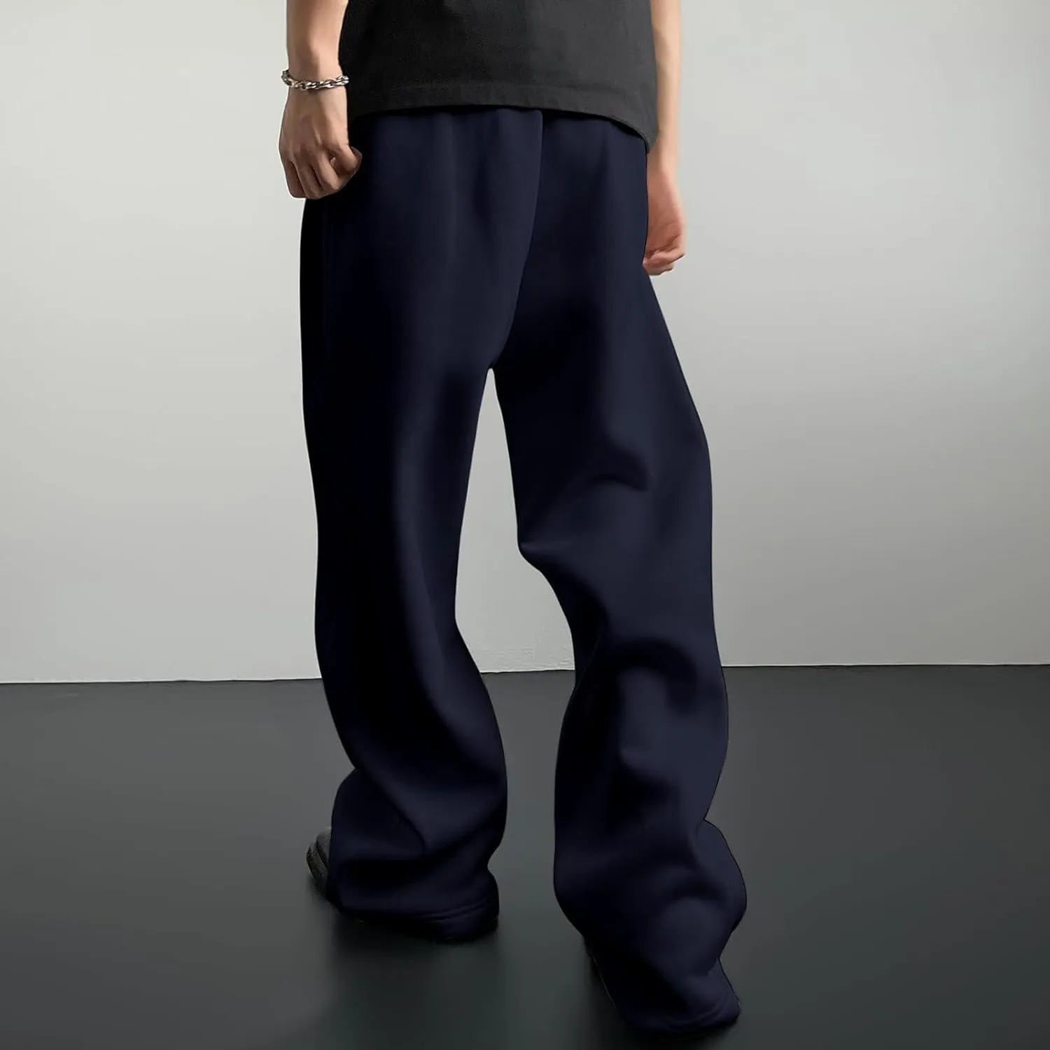 Mens Jogging Casual Baggy Cargo Sweatpants Drawstring Open Bottom Sweat Pants Straight Leg Athletic Sport Jogger