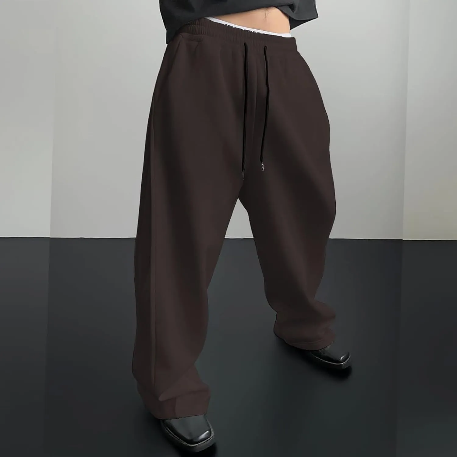 Mens Jogging Casual Baggy Cargo Sweatpants Drawstring Open Bottom Sweat Pants Straight Leg Athletic Sport Jogger