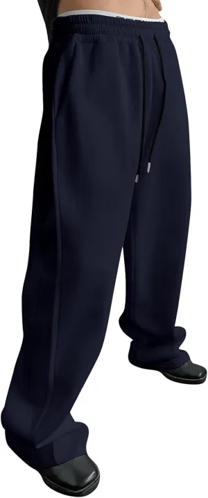 Mens Jogging Casual Baggy Cargo Sweatpants Drawstring Open Bottom Sweat Pants Straight Leg Athletic Sport Jogger