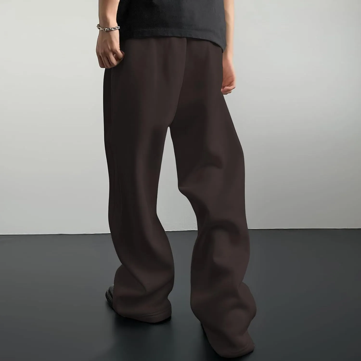 Mens Jogging Casual Baggy Cargo Sweatpants Drawstring Open Bottom Sweat Pants Straight Leg Athletic Sport Jogger