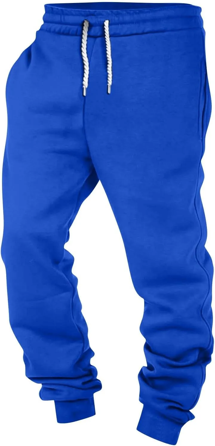 Mens Jogging Pants Baggy Casual Solid Color Sweatpants Stretch Elastic Waist Drawstring Sport Pants with Pockets