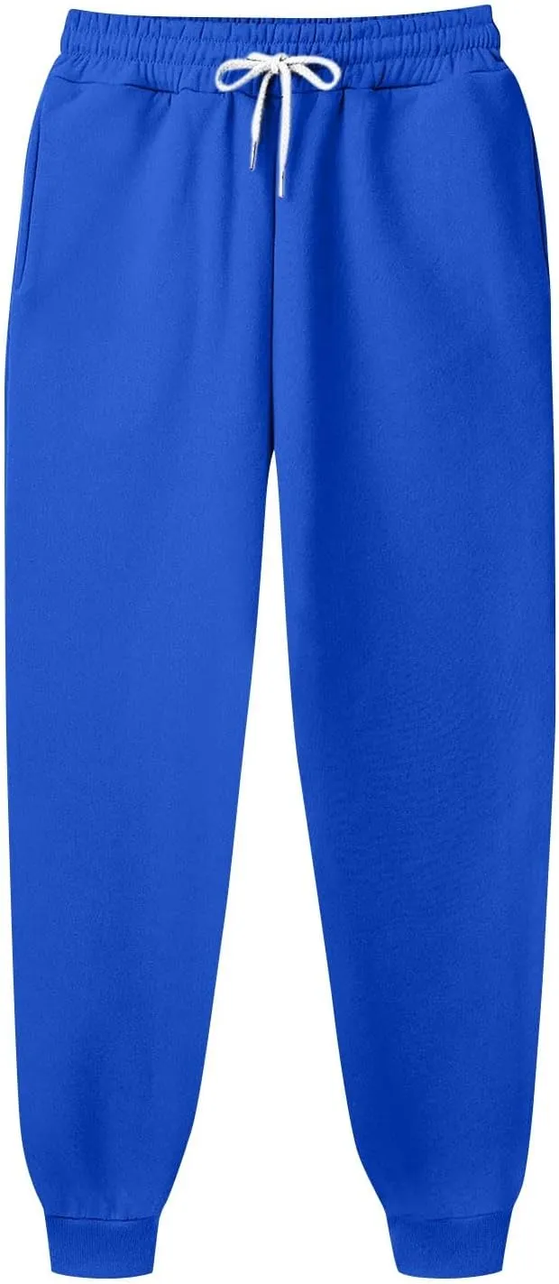 Mens Jogging Pants Baggy Casual Solid Color Sweatpants Stretch Elastic Waist Drawstring Sport Pants with Pockets