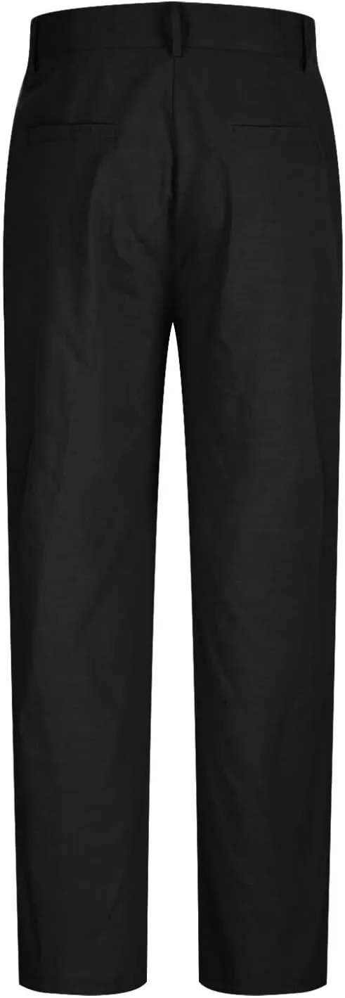 Men's Linen Pants Pleated Front Straight Leg Suit Trouser Solid Office Dress Pants Casual Lightweight Pants w/Pockets