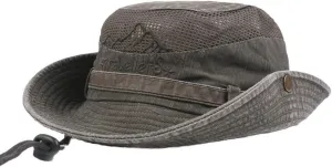 Mens Mesh Embroidery Roll Up Wide Brim Sun Hats Vintage Cotton Fedora Panama Hat Fishing Hat Climbing Bucket Hat