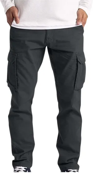 Men's Military Cargo Pants Solid Color Combat Pant Regular Fit Straight Leg Sweatpant Outdoor Stretch Golf Sweatpants