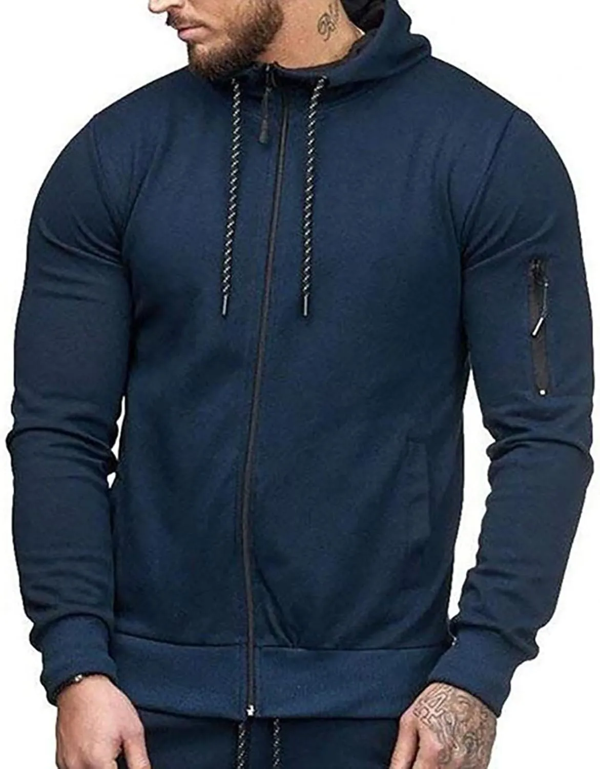 Men's Polyester Sweatshirt Casual Camouflage Sports Sweatshirt Long Sleeve Zipper Hooded Jacket Coat
