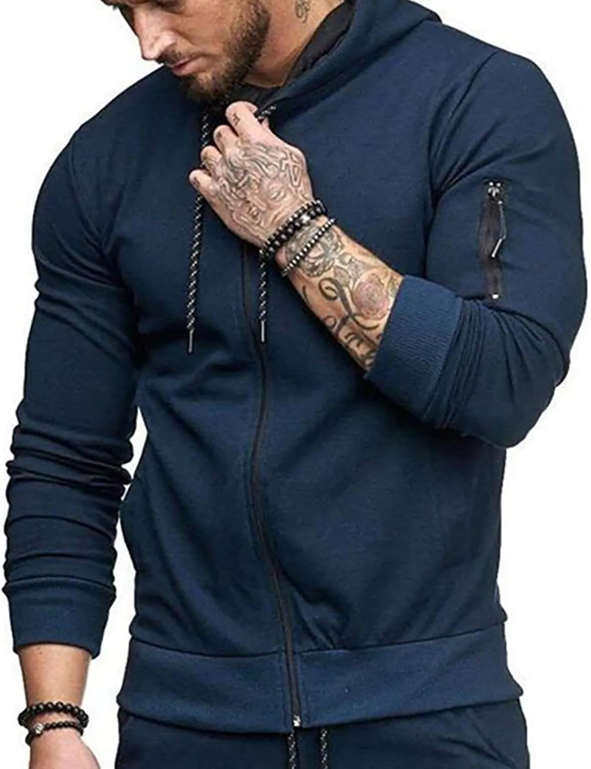Men's Polyester Sweatshirt Casual Camouflage Sports Sweatshirt Long Sleeve Zipper Hooded Jacket Coat